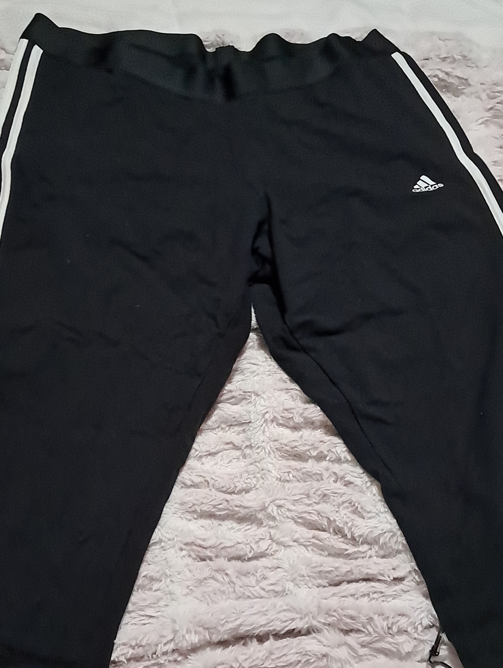 adidas Black Track Pants with White Three-Stripes